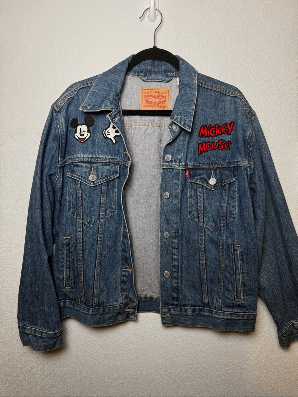 Levi's Blue Denim Trucker Jacket with Mickey Embroidery
